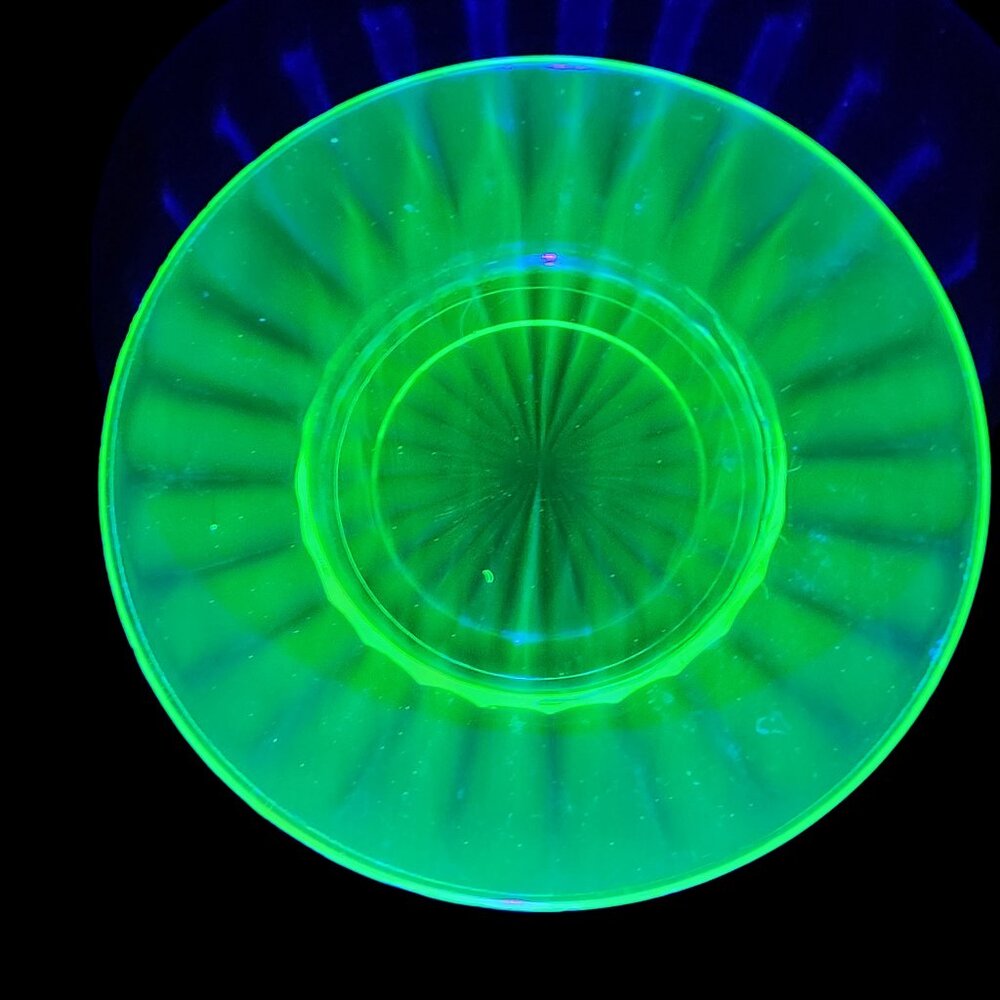 Vintage Uranium Depression Glass Green Patterned Saucer